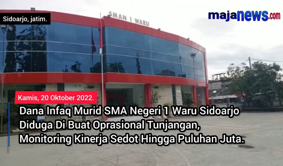 Dana Infaq Murid SMA Negeri 1 Waru Sidoarjo Diduga Di Buat Oprasional Tunjangan, Monitoring Kinerja Sedot Hingga Puluhan Juta