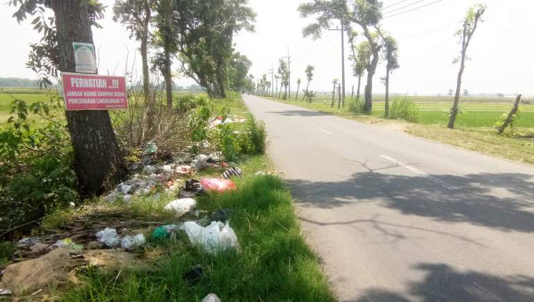 Tumpukan Sampah Liar di Bahu Jalan Desa Kepanjen Pace Nganjuk, Begini Tanggapan Warga