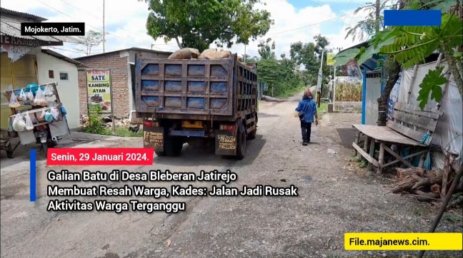 Galian C di Desa Bleberan Jatirejo Resahkan Warga, Kades: Jalan Jadi Rusak Aktivitas Warga Terganggu
