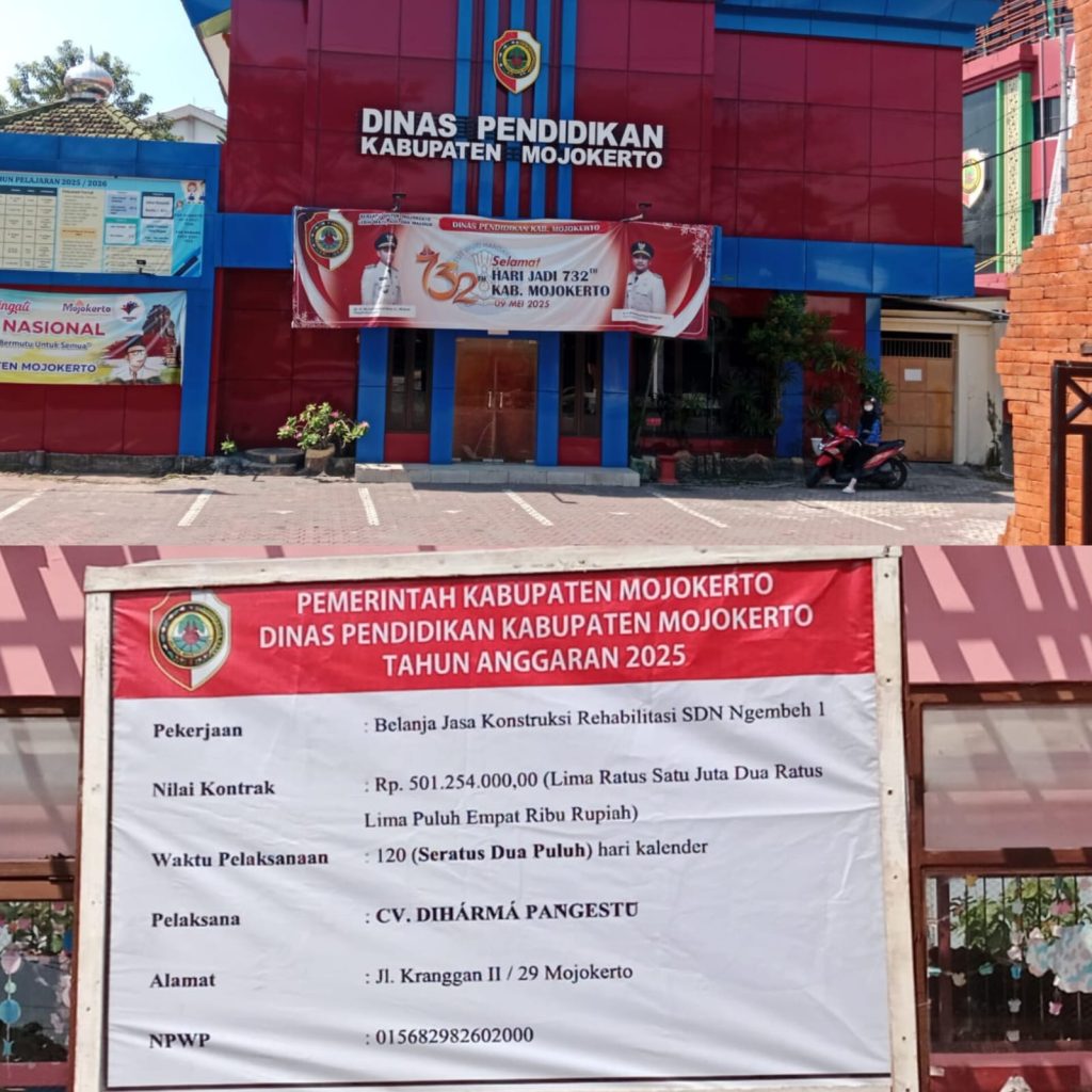 Dispendik Kabupaten Mojokerto Rehab RKB SDN 1 Ngembeh, Kadis: Pelaksanaan Dikerjakan Sesuai Aturan Yang Berlaku.