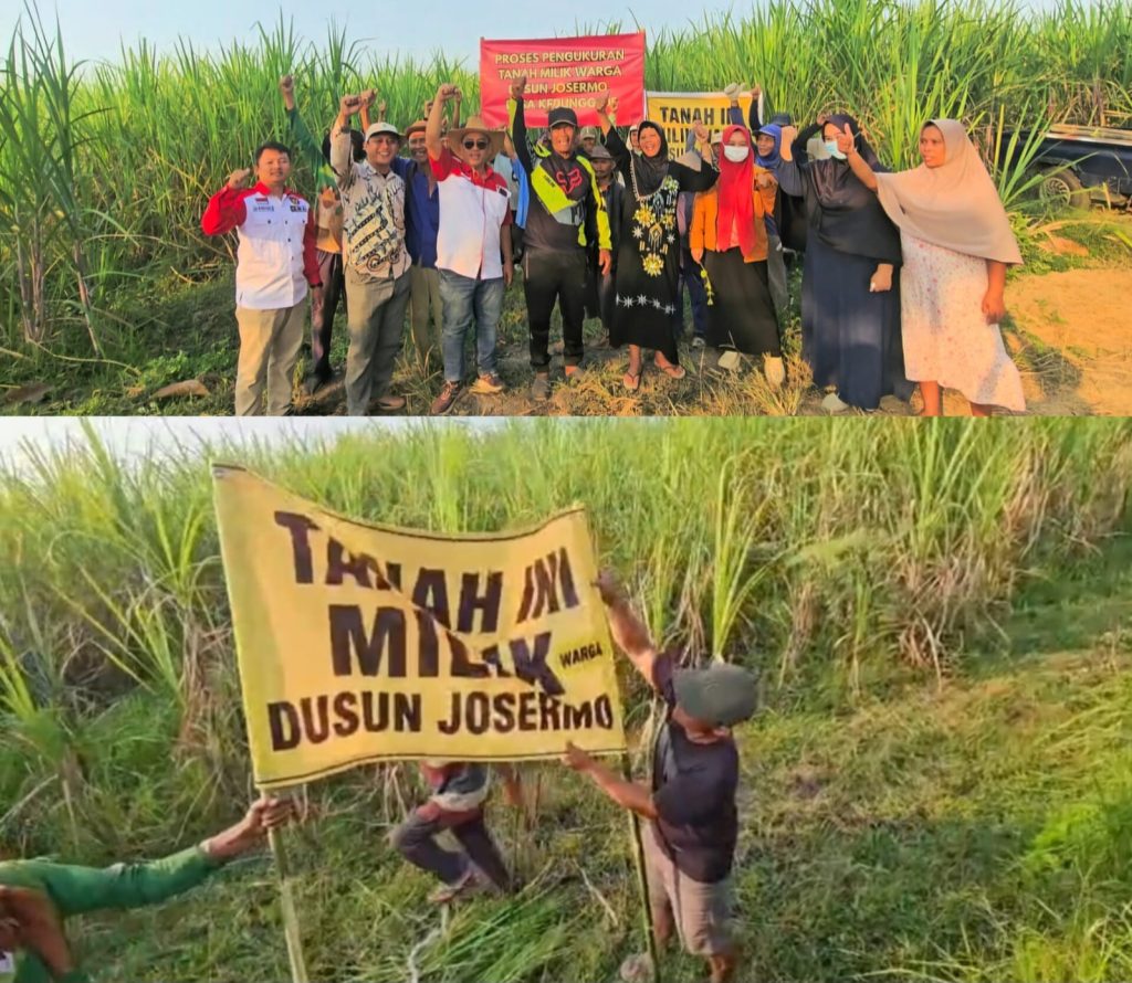 Tanah Dikembalikan Oleh Pemdes, Puluhan Warga Kedunggede Dlanggu Pasang Spanduk Hak Milik